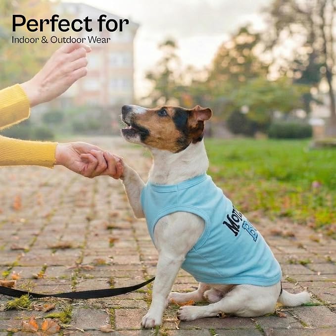 Parisian Pet Dog Shirt Mommy’s Boy Pet Shirt – 100% Cotton Shirts for Large Dogs – Blue Sleeveless Puppy Clothes – Lightweight and Breathable Dog Apparel – Boy Dogs Clothes - Stretchy Dog Shirt