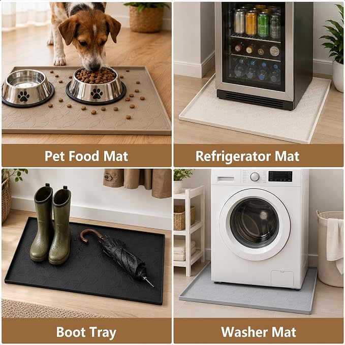 34"x22" Silicone Under Sink Mat Waterproof Cabinet Liner(Gray) | Leak-Proof Silicone Cabinet Protector with Raised Edges, Keeps Kitchen & Bathroom Cabinets Safe from Water Damage