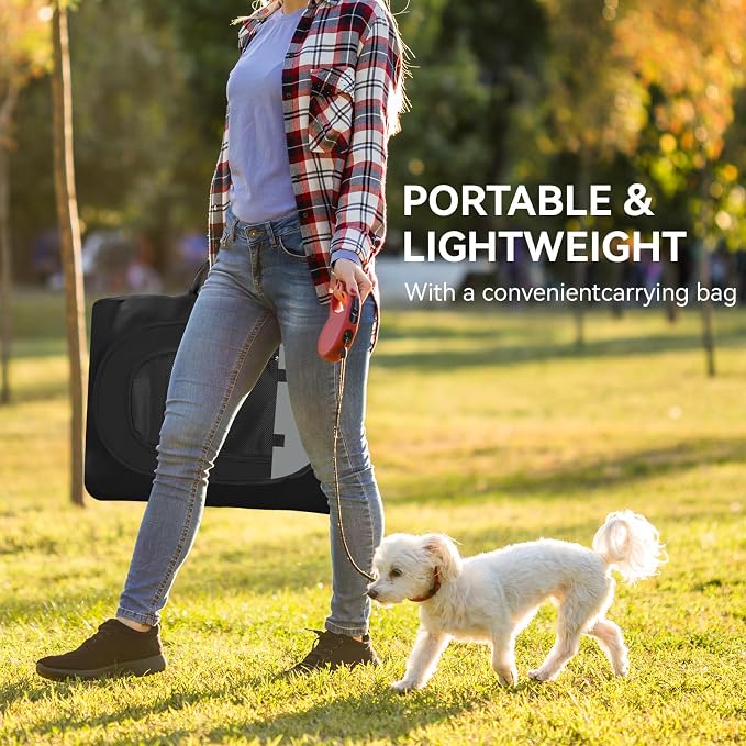 Siedihit Dark Grey Dog Cat Playpen, Puppy Pet Playpen, Small Dogs Tent | Crates Cage Indoor/Outdoor, Portable Pop Up Dog Kennel Playpen with Carrying Case for Dogs/Cats/Rabbits