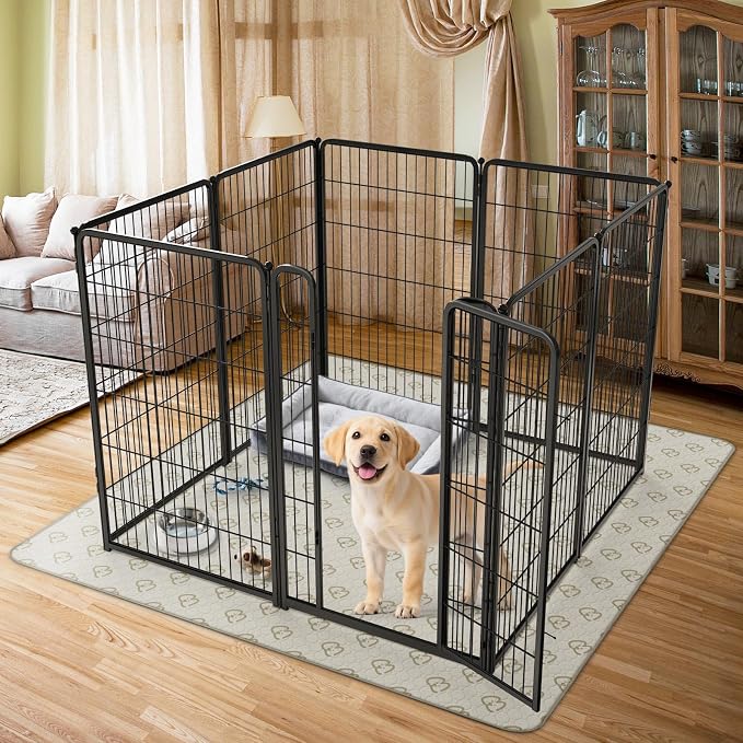 FXW Homeplus Indoor Dog Playpen with Washable Pee Pad, 45" H, 8 Panels | Calm Indoor Play Area, Super Absorbent Pad for Easy Cleanup, for Large Dogs, Patented