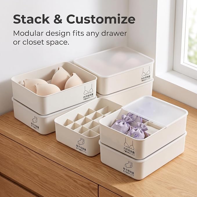 Drawer Storage Solution, Stackable Drawer Divider for Underwear and Socks, for Accessories