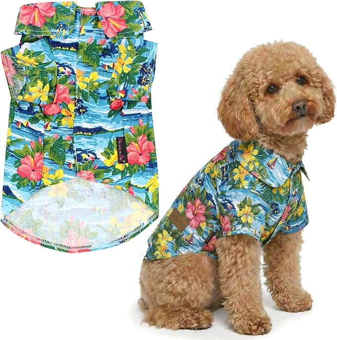 Parisian Pet Floral Dog Shirt - Cotton Clothes for Large Dogs - Stylish Dog Beach Outfit - Lightweight and Soft Puppy Clothes - Trendy Tshirts for Dogs - Comfortable Summer Vacation Pet Apparel