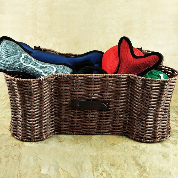 Bone Dry Pet Toy Storage Basket - Durable & Stylish Medium/Brown