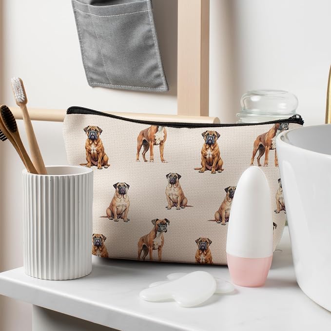 Boxer Dog Makeup Bag, Boxer Lovers Gifts Cosmetic Bag for Women, Dog Mom Lovers Owner Gifts for Women Christmas, Pet Lover Gift Zipper Travel Makeup Pouch for Purse