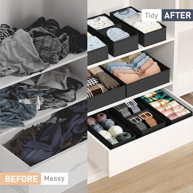 DIMJ Drawer Organizer Clothes 28 Pack - Foldable Baby Organizers and Storage Dresser Organizer for Bedroom, Closet Nursery Organization Dresser Dividers for underwear, Sock, Bra, Belt, Tie