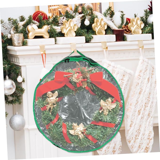 1pc Storage Bag for Wreaths Clear Window Design Container for Holiday Decorations for Christmas Party Supplies Storage