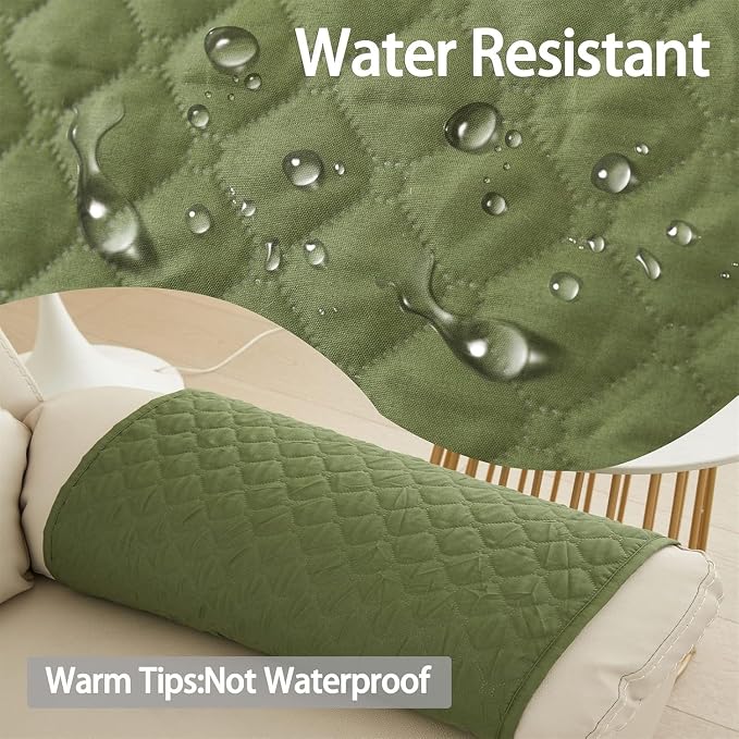 Armrest Covers Armchair Slipcover, Couch Arm Covers Recliner Covers with Storage Pockets Armrest Protector for Chair Sofa(Green,1 Seat | 3 Piece Set)