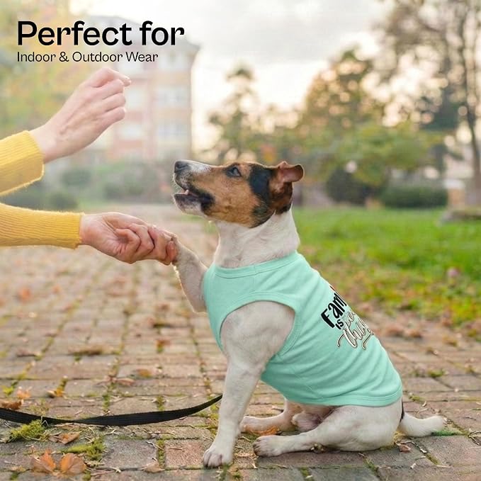Parisian Pet Dog Shirt – 100% Cotton Shirts for Large Dogs – Blue Sleeveless Pet Clothes – Lightweight and Breathable Dog Apparel – Family is Everything Dogs Clothes - Stretchy Pet T Shirts