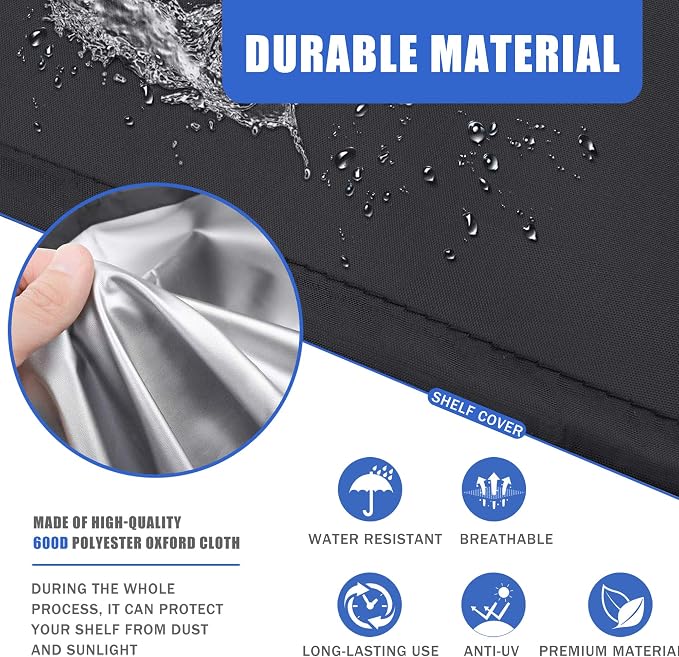 Wire Shelf Cover 60x24x72 Heavy Duty 600D Waterproof Dustproof Zipper Cover | dustproof shelf cover with zipper fits 60x24x72 metal racks for garage warehouse storage protection