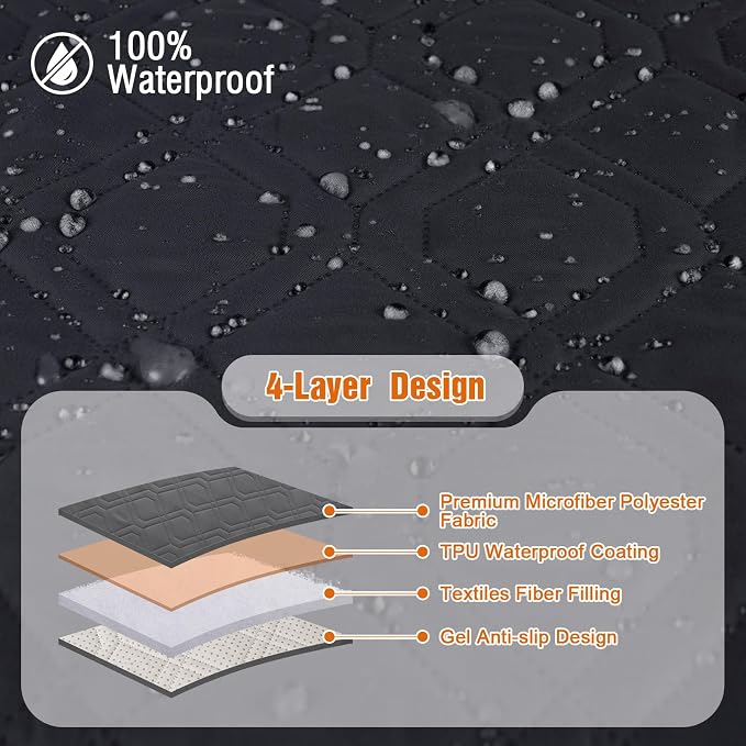 VANSOFY Waterproof Loveseat Couch Cover for Pets, Black, 47.2" | Non-Slip, Washable, Utility Pockets, Pet Friendly, Furniture Protector Slipcover for 2 Cushion Couch