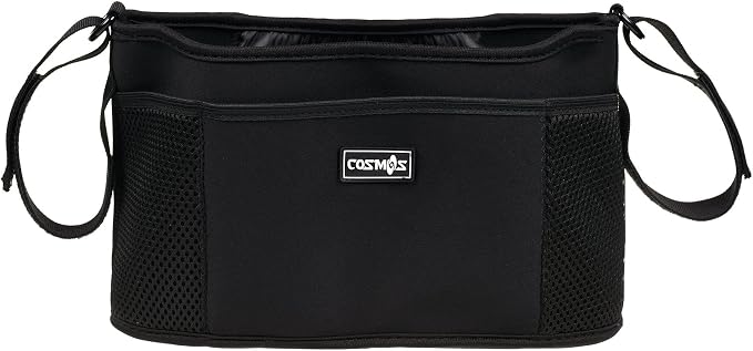 CM Stroller Organizer Diaper Bag Stroller Accessories Pack with Drink Holders and Zipped Pockets for Baby Stroller, Car, Shopping Cart. Fits All Major Strollers. (Black)