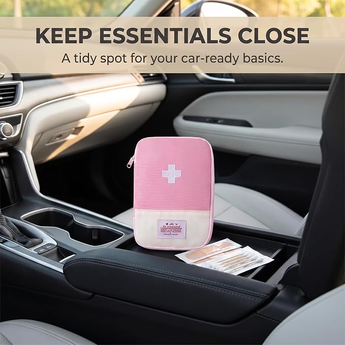 1Pc Pink - Small First Aid Bag Empty, Empty First Aid Pouch, Mini Portable Medical Bag for Outdoor Camping Hiking Traveling Emergency Bag First Aid Kits Sports and Outdoors（15 * 10.5cm
