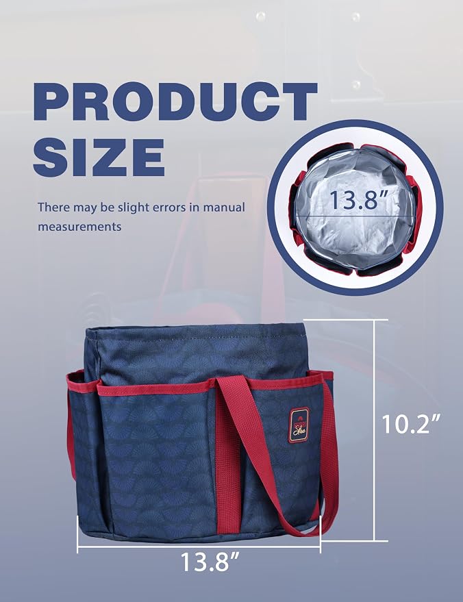 Horse Grooming Tote Bag, Waterproof Grooming Organizer with Multiple Pockets for Brushes & Tools, Stable & Show Use Navy