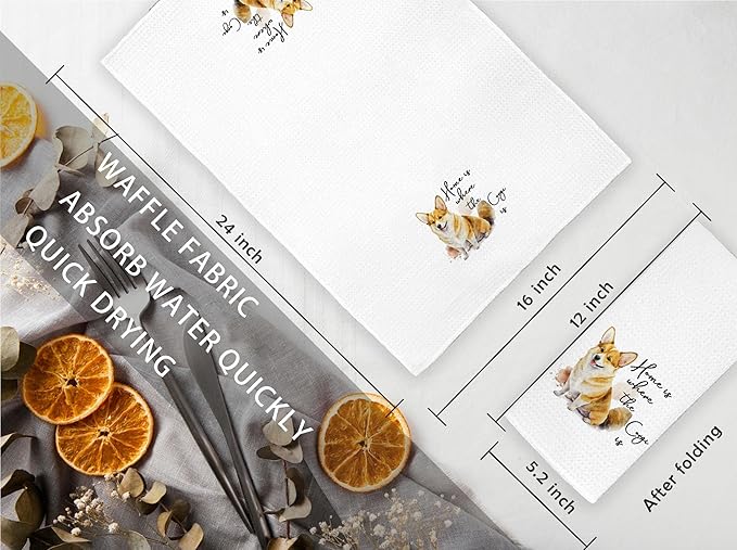 Jvpke Corgi Gifts,Corgi Kitchen Towels,Corgi Decor,Gifts for Corgi Lovers,Corgi Dish Towels,Cute Bathroom Decor,Corgi Hand Towels 16×24 Inch