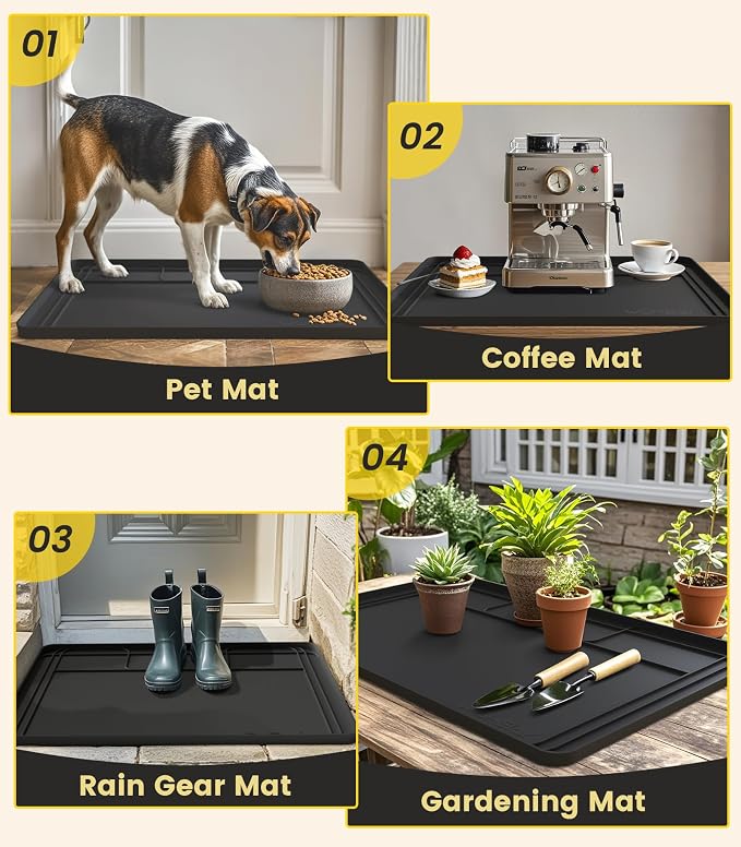 Under Sink Mats for Kitchen Waterproof 34"x22",Black | Cut to Fit Design for Various Sizes, Leak-Proof Cabinet Protection,Durable Silicone Material,Versatile Home Use