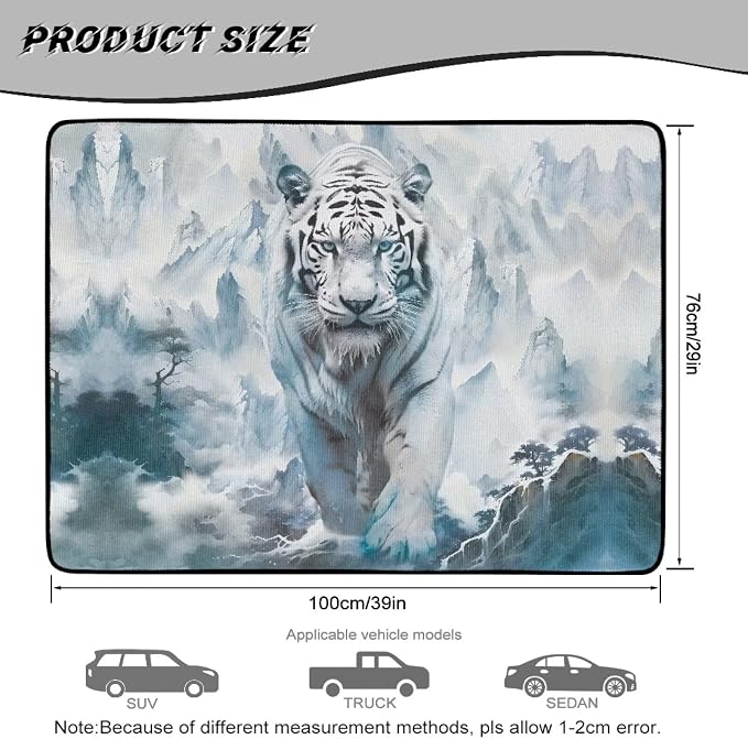 White Tiger Car Trunk Mat Universal Size 29" x 39", Dustproof Cargo Liner All Weather Trunk Protection Mat Rear Trunk Mats for Most Cars, Vehicle Interior Accessories