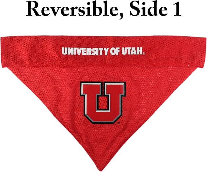 Pets First Collegiate Pet Accessories, Reversible Bandana, Utah Utes, Small/Medium