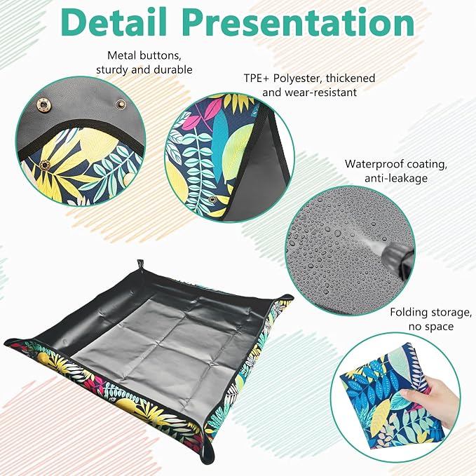BNOSDM Travel Litter Box for Cats Foldable Litter Boxes Kit Portable Litterbox with Scoop Bowl Waterproof & Non-Stick for Hotels, Outings, Temporary Stays, Car, Plane (22.8x22.8x3.15in)