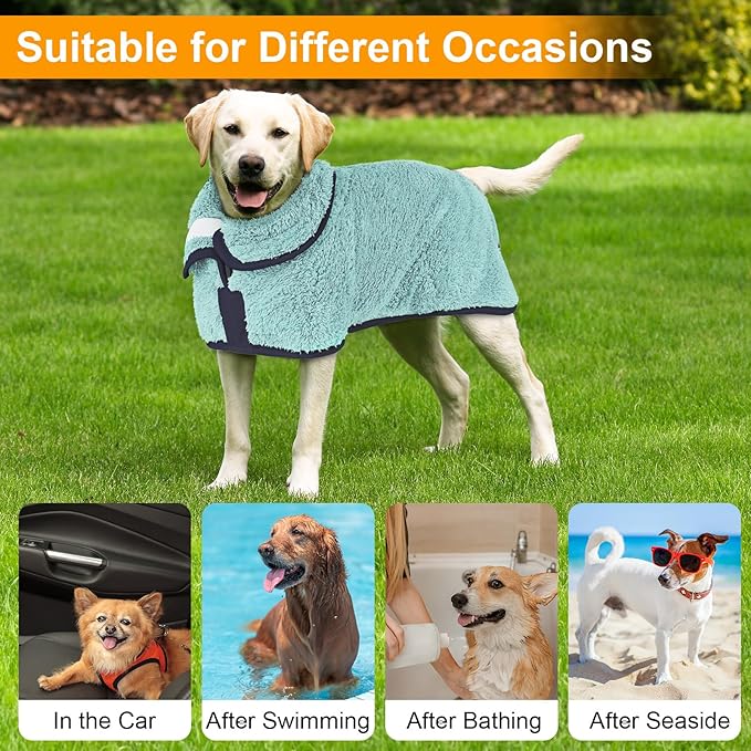 Dog Bathrobe Super Absorbent Dog Towels Large Quick Drying Robes for After Bath Soft Adjustable Warm Keeping Dogs Towel(S-XXL)