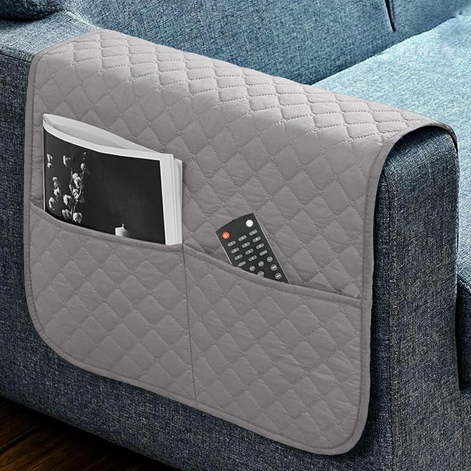 Couch Organizer Armrest Comfortable Anti-Slip Waterproof | Recliner Arm Protector for Books Tablet Phone TV Remote Cellphone Book Phones Pets Chocolate Remote Control Snack