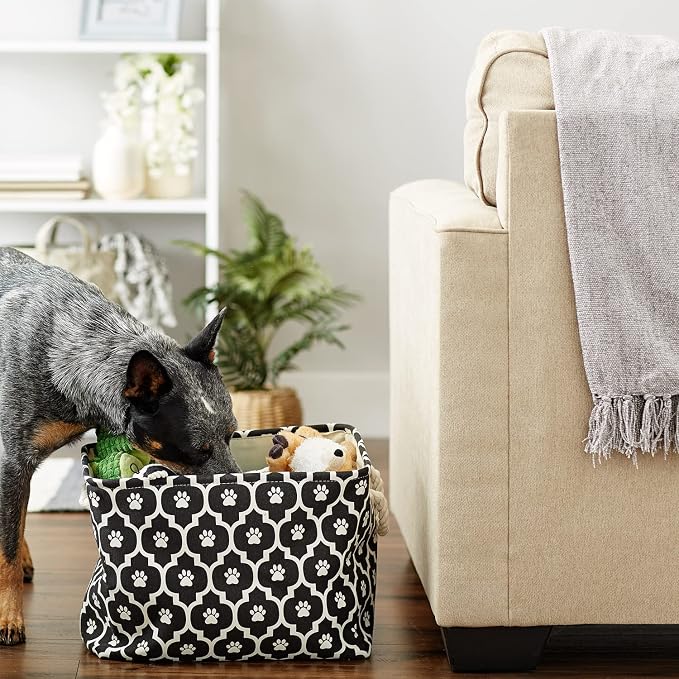 Bone Dry 6192 Pet Storage Collection Lattice Paw Print, Medium Rectangle, Black