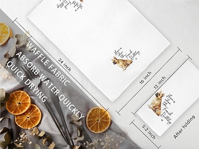 Jvpke French Bulldog Gifts,French Bulldog Kitchen Towels,French Bulldog Decor,Gifts for French Bulldog Lovers,French Bulldog Dish Towels,Cute Bathroom Decor,French Bulldog Hand Towels 16×24 Inch