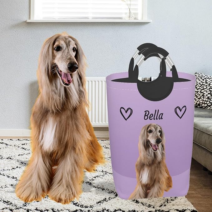 Personalized Extra Large Dog Toy Storage Basket Bin Collapsible Custom Pet Stuff Box Chest Container for Living Room Organizer for Dog Toys,Dog Food,Blankets,Clothing (Lavender)