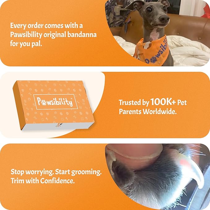 Pawsibility Pet Nail Clipper PRO 2026 - Quick-Vision LED Light | 2-Stage Adjustable Professional-Grade Blade | Adjustable Magnifier Safety Guard - for Cats, Small, Medium and Large Dogs - Brown