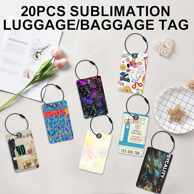 20pcs Sublimation Luggage tag Blanks（0.36MM） | Sublimation Luggage tag Blanks,PET Blank ID Card Holder,Double Sides Sublimation Keychain Blanks Product Bagge（0.36MM）