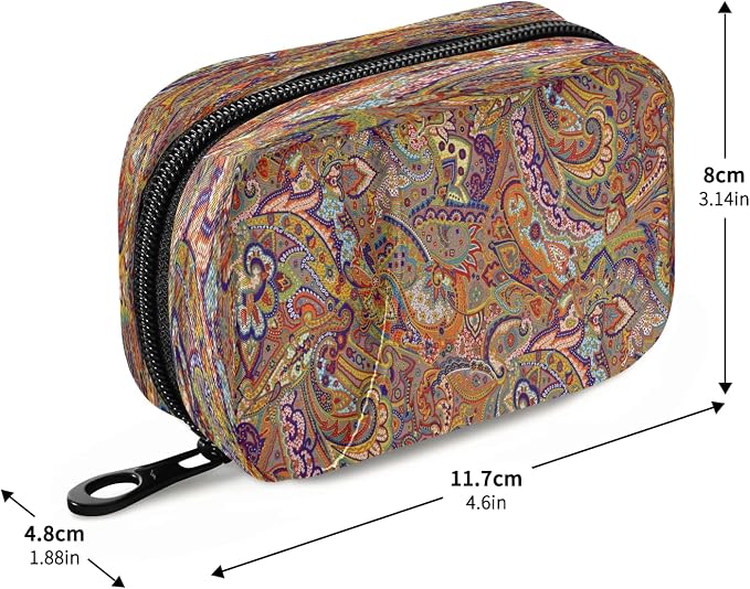 Naanle Vintage Paisley Flower Pill Box 7 Day Pill Case Travel Pill Organizer Bag with Zipper Portable Weekly Case Compact Size for Vitamin Supplement Holder