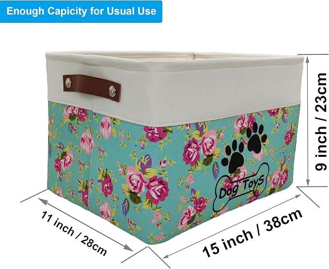 Collapsible Dog Toy Basket Foldable Dog Toy Box Bin for Pet Chew Toys Accessory
