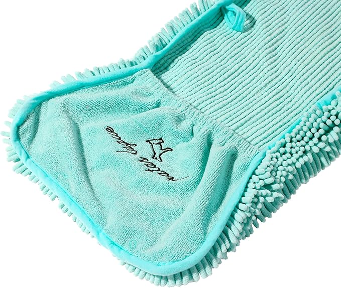 Patas Lague 2 Pack Absorbent Dog Towel for Drying Dogs Large, 35''x15'' Extra Large Microfiber Quick Drying Pet Bath Towel with Hand Pockets, Machine Washable Pet Shammy Grey Aqua