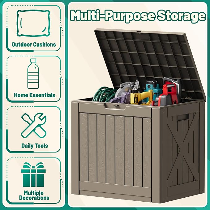 Devoko 40 Gallon Deck Box Lockable Outdoor Storage Box Waterproof for Patio | Weatherproof Use Indoors Outdoors, Holds Patio Cushions, Garden Tools & Pool Supplies, Easy 15-min assembly.