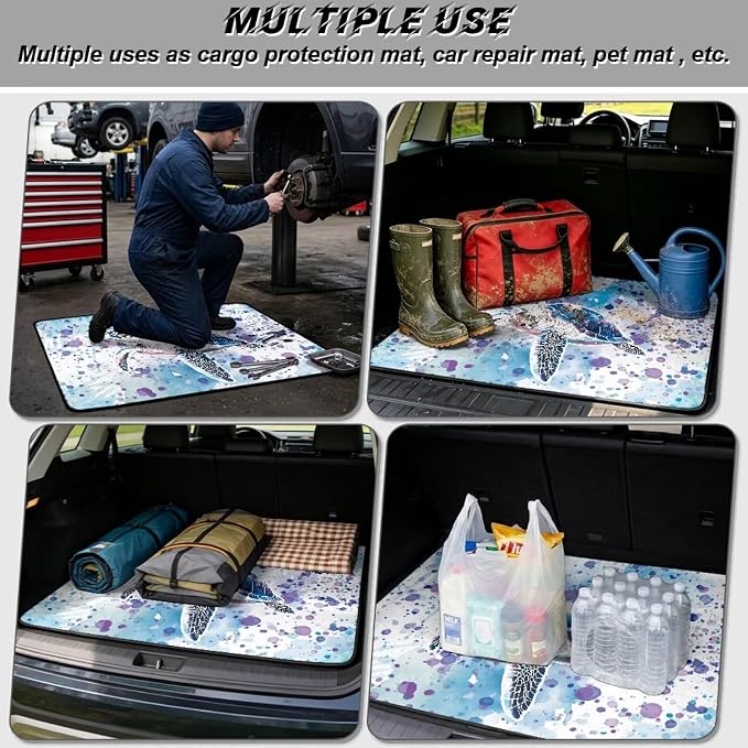 Blue Turtle Car Trunk Mat 29" x 39" Universal Camping Cargo Liner Dustproof PicnicTrunk Protective Mat Cargo Liners for Families/Travel Enthusiasts