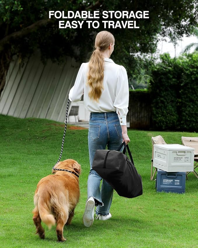 24 x 17 x 17 Inch Collapsible Soft Dog Crate for Dogs Up to 30 lbs, Portable Travel Pet Kennel with 4 Zip Doors, Foldable Indoor Outdoor Crate with Mat, Carry Bag, Black