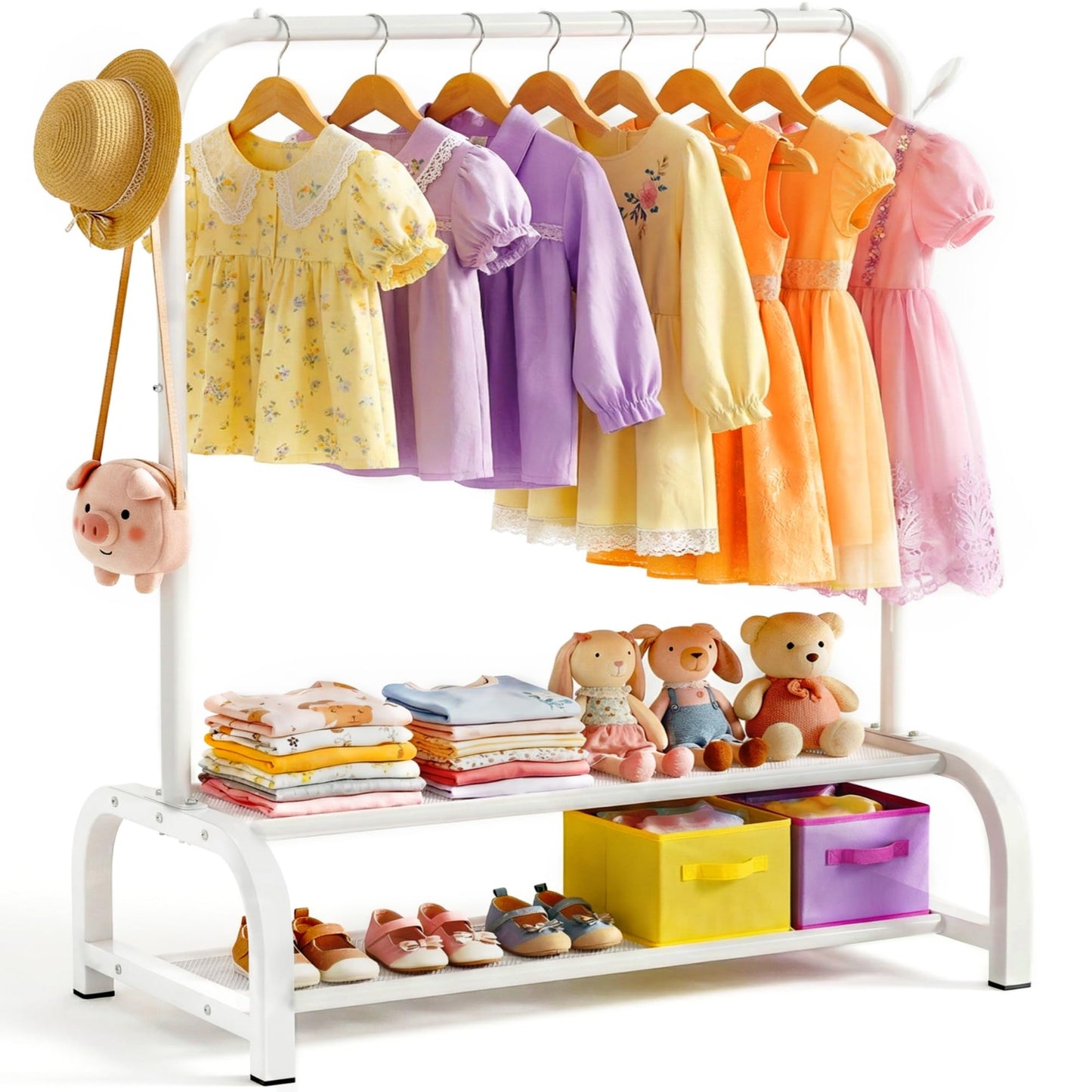 Kids Clothes Rack for Ages 3-6, Montessori Kids Clothing Rack, White