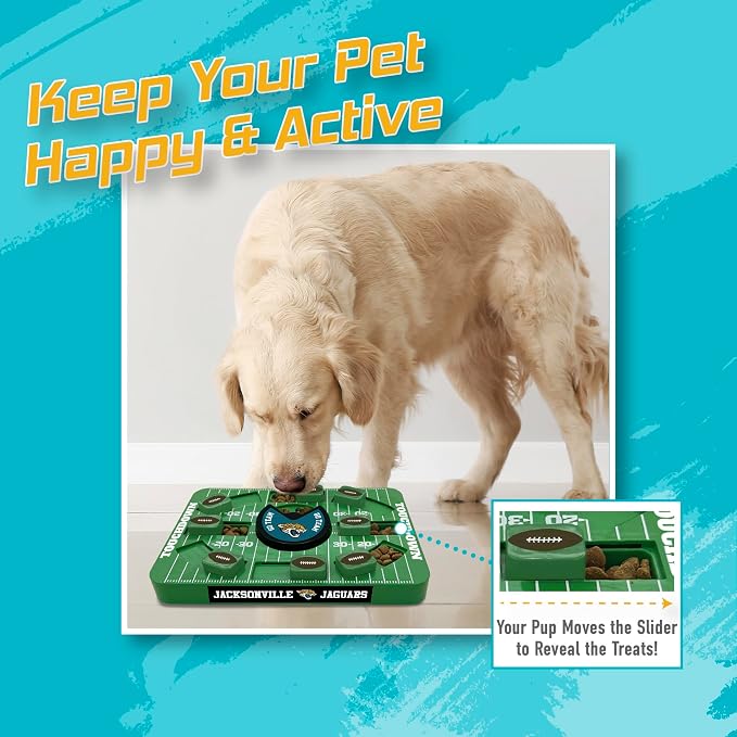 Pets First Jacksonville Jaguars NFL Dog Puzzle Toy, Large Size, Interactive Treat & Slow Feeding Toy