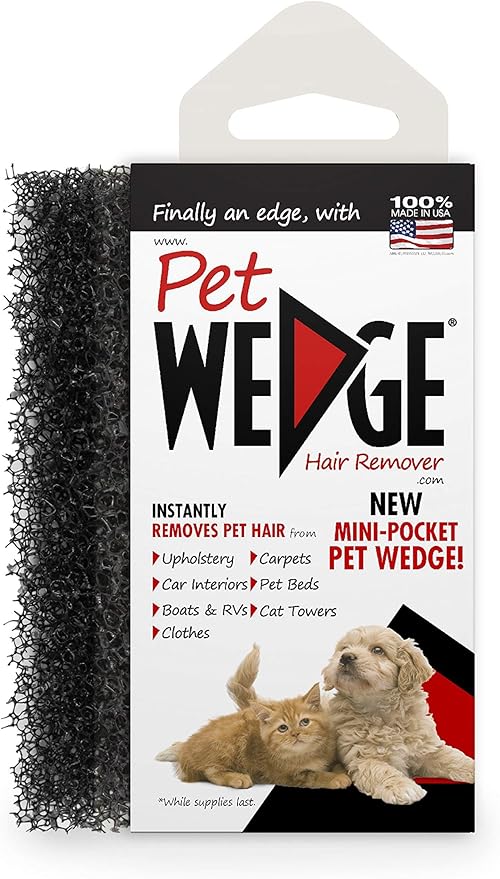 Mini-Pocket Pet Wedge® Hair Remover 3 Pack- Can Instantly Remove pet Hair from Clothes and Other Hard to Reach Areas.