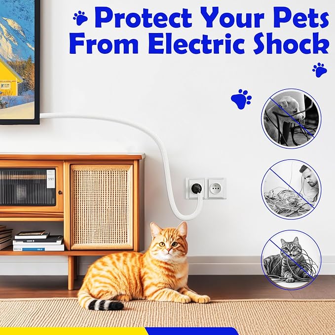 UOMTFAI Cord Protector from Pets No Chew 1” 10ft Cable Sleeve White | Wire Protector, Cord Sleeve, Cord Management for HDMI, Charging Cable, USB