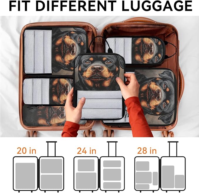 TropicalLife Bernese Dog 6 Set Compression Packing Cubes | Funny Pets Travel Accessories Expandable Packing Organizers Space Saver Bags for Organizing Clothes