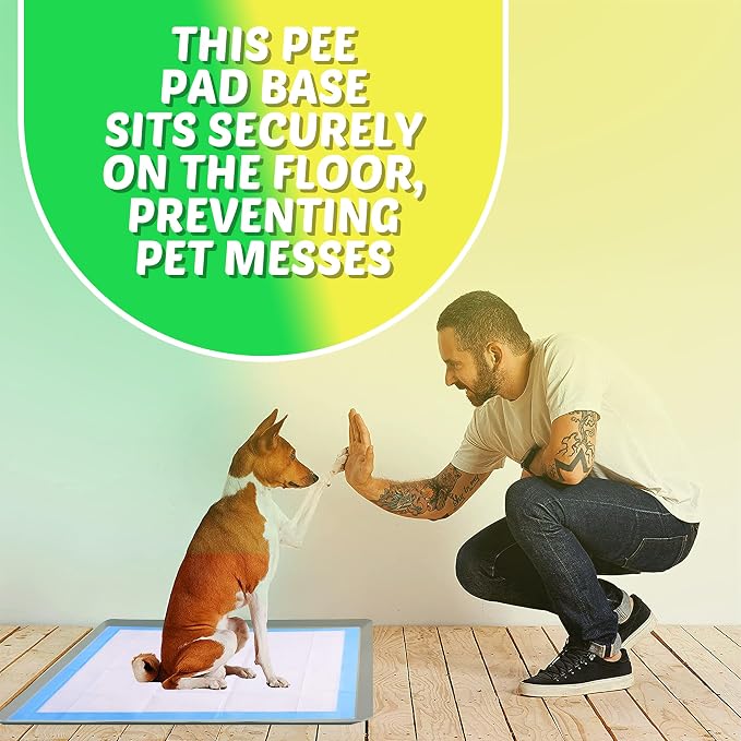 Dog Pee Pad Holder - Fits Up to 28” x 34” Pee Pad - 1 Pack - Light Grey | Stable Grip, Soft Edges, Quick Wipe Silicone Surface, Dog Pad Holder for Indoor Flooring Protection