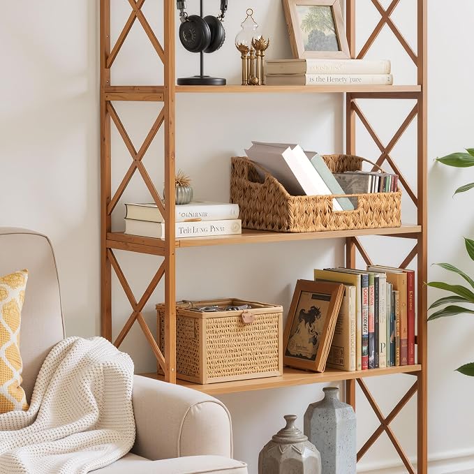GRANNY SAYS Wicker Storage Basket for Shelves, Large Wicker Basket | Wicker Storage Baskets for Pantry, Open Front Basket for Shelves, Kitchen Storage Baskets, Decorative Basket for Home Decor