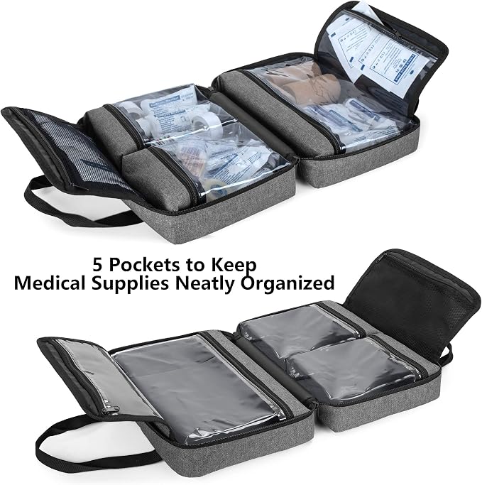 Trunab Small First Aid Kit Bag Empty Portable Emergency Kits Trauma Bag | Medical Pouch Ideal for Car, Home, Camping and Hiking,Bag Only