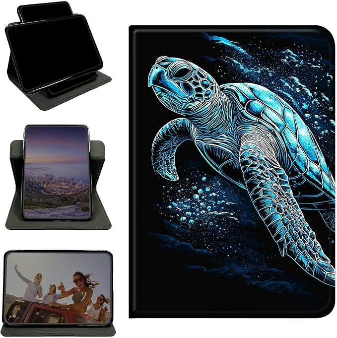 Case for Samsung Galaxy Tab S6 Lite 10.4" 2024/2022/2020, 360 Degree Rotating Stand with Multi-Angle Vertical & Horizontal Viewing Shockproof Shell for Women Men, Blue Black Turtle