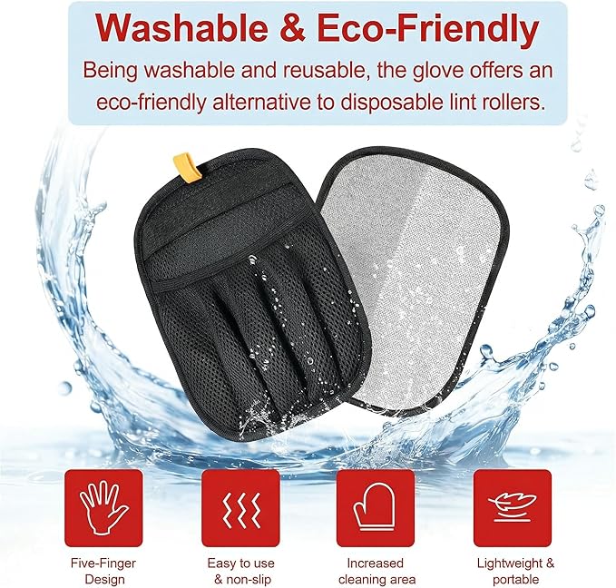 2Pcs Pet Hair Removal Glove, Upgraded Five-Finger Electrostatic Cat Brush & Dog Brush for Laundry, Couch, Carpet, Car Seat | Reusable Pet Hair Remover Tool