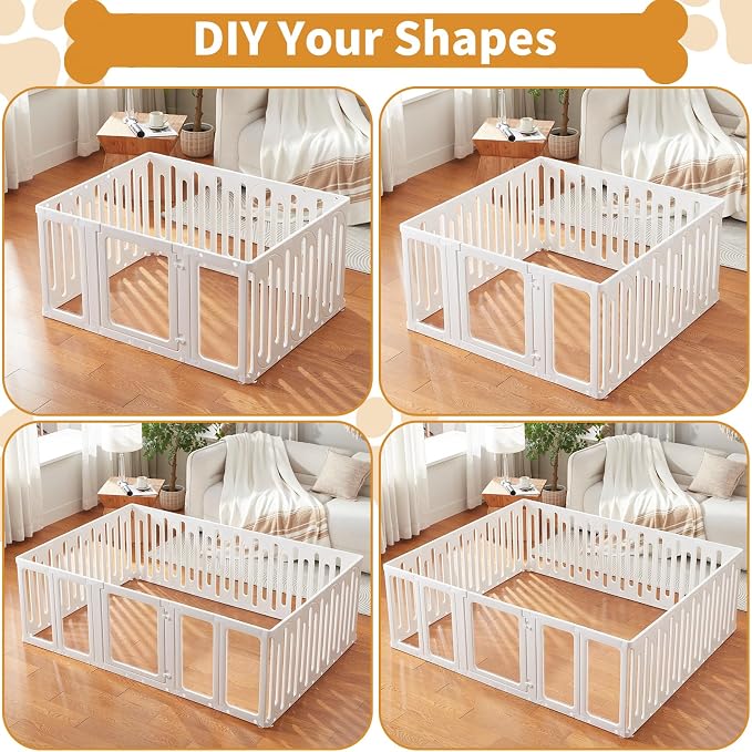 Acrylic Dog Playpen Indoor, Puppy Pens for Small Dogs & Puppies, 21 Panels | Easy Assemble, DIY Flexible Shape Dog Pen with Plastic Fence, Pet Exercise Pin for Small Animals, 24''Tall