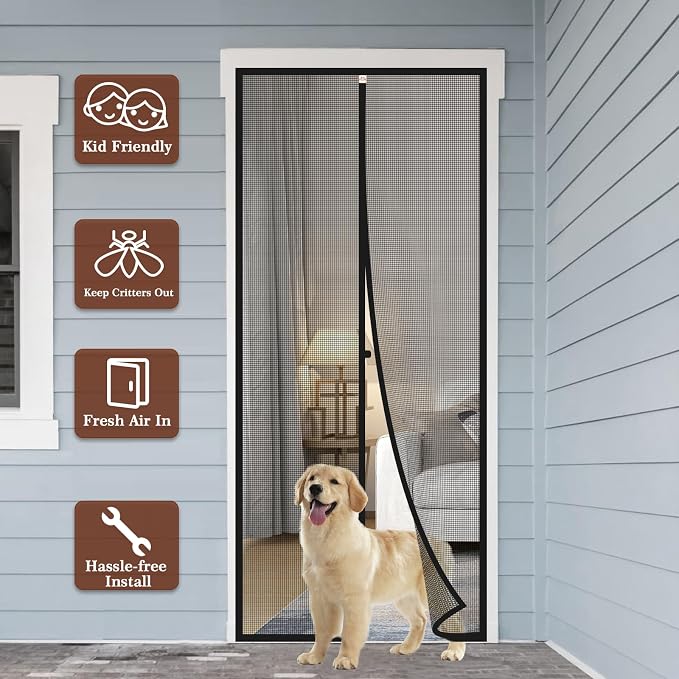 Yotache Custom Magnetic Screen Door, 80"-90" Width | Powerful Magnet, Upgraded Strengthened Polyester, Wide Screen Mesh, Sliding and Garage Door