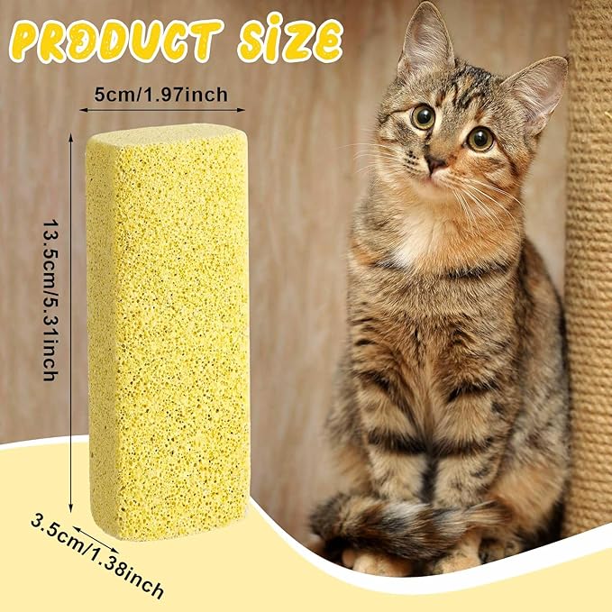 Abbylike 6 Pcs Pet Hair Remover Pumice Stone Reusable Portable Dog Cat Hair Removal Tool Scraper for Carpet,Couch, Bedding, Car Upholstery, Furniture Cleaning (5.3 x 2 x 1.4 Inch,Yellow)