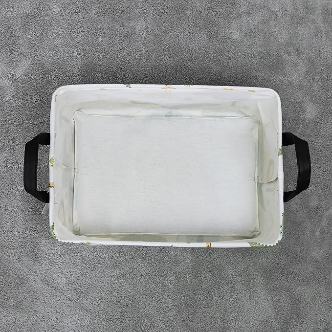 Rectangular Collapsible Animal Storage Basket Nursery Organizer | Storage Bin Foldable Canvas with Handles for Organizing Home Kitchen Children Toys Office Closet Shelf Baskets