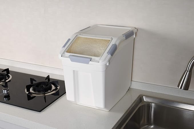 EonTone [2-Pack] 30 lbs Flour Storage Container, 25L Airtight Food Bin with Wheels BPA-Free